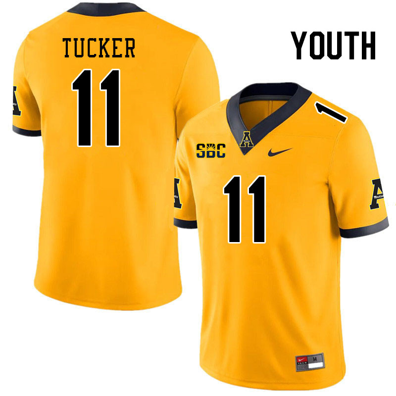 Youth #11 Grant Tucker Appalachian State Mountaineers College Football Jerseys Stitched Sale-Gold
